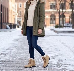 JBU by Jambu Blue Creek Tan Faux Suede Shearling Fur Winter Ankle Boots WP 9.5M